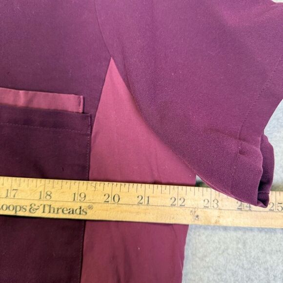 Figs Womens Size XL Healthcare Worker Scrub Top Burgundy Red Colorblock Nurse - Picture 4 of 8